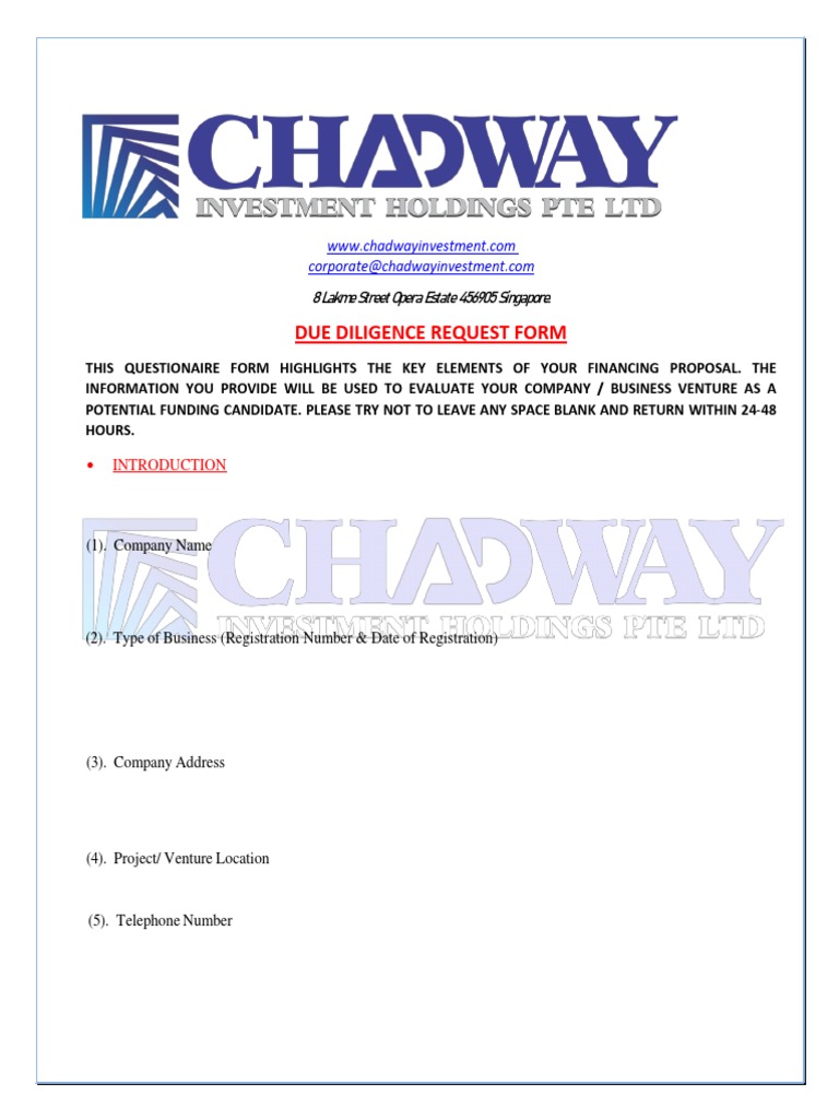 DDRF Due Diligence Request Form | PDF | Business | Finance & Money ...