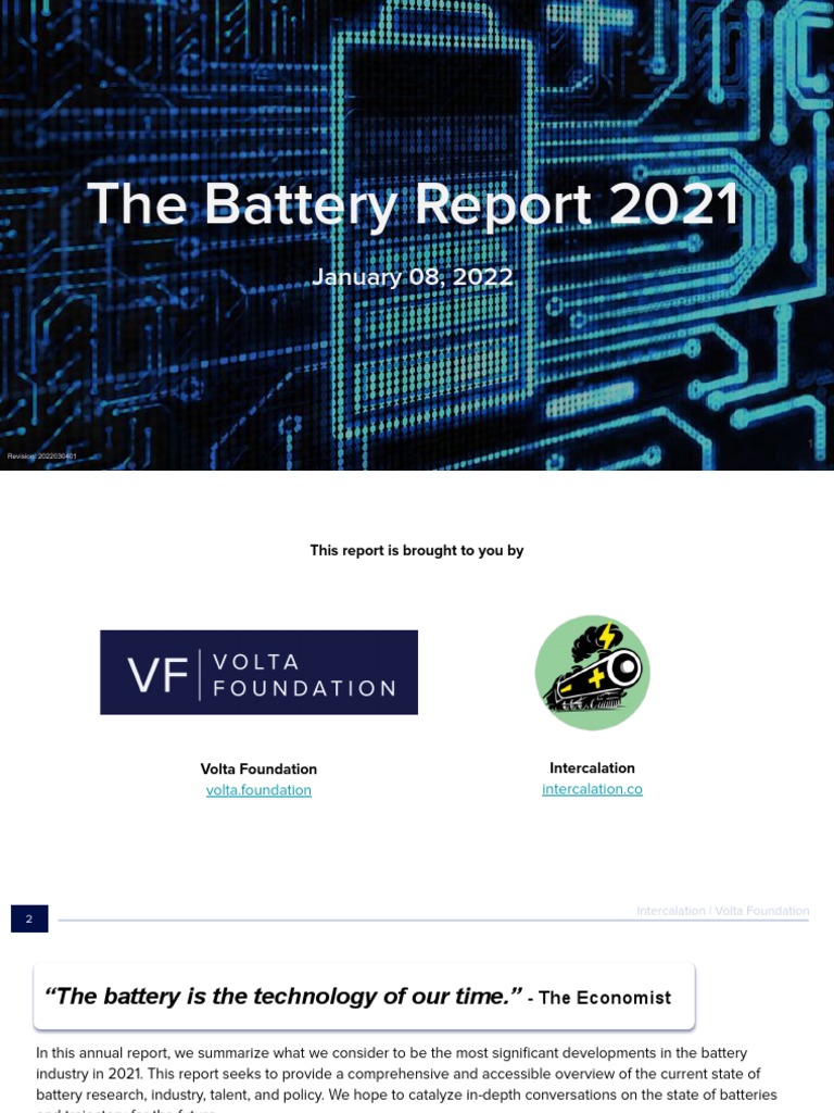 Volta Foundation 2021 Battery Report | PDF | Electric Vehicle | Lithium ...