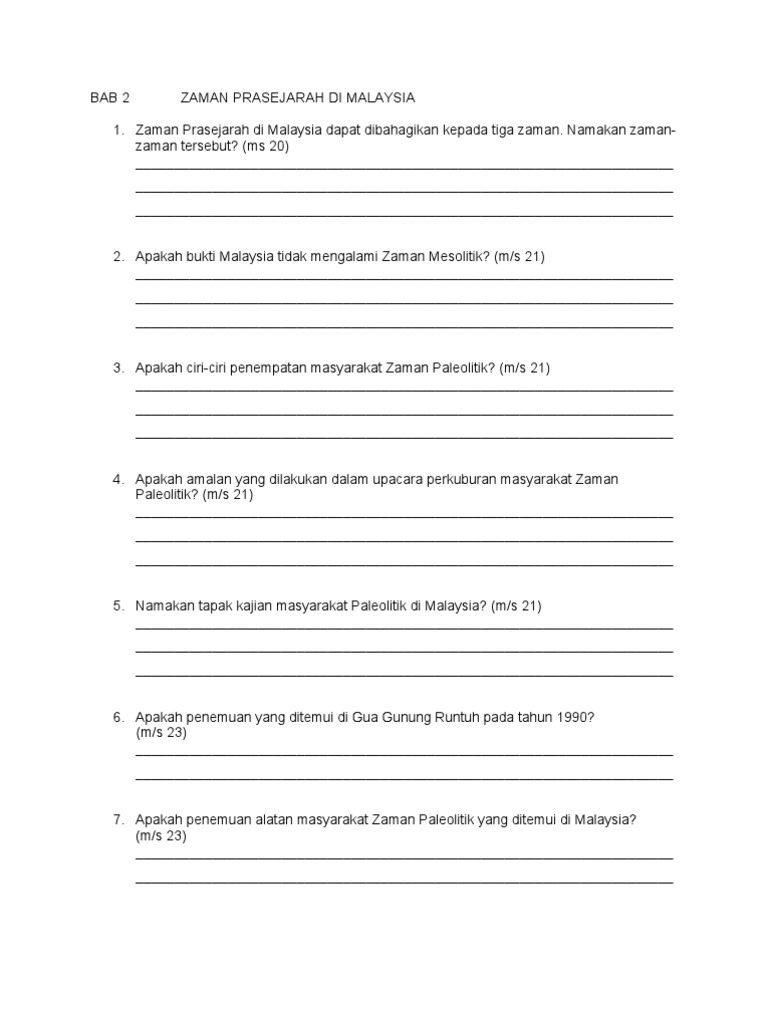 Latihan Sejarah Tingkatan 1 Bab 2 Pdf