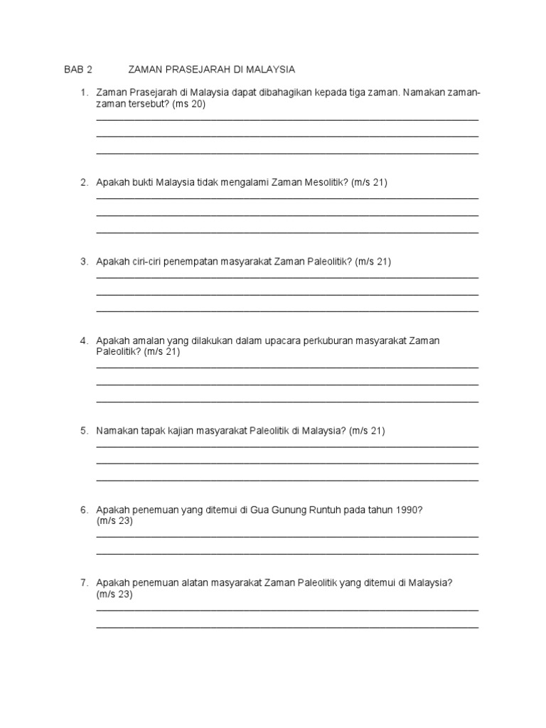 Latihan Sejarah Tingkatan 1 Bab 2 Pdf