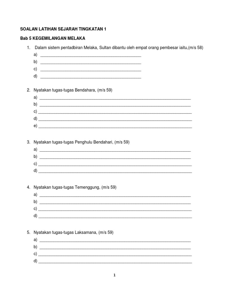 Latihan Sejarah Tingkatan 1  Malaysian Today