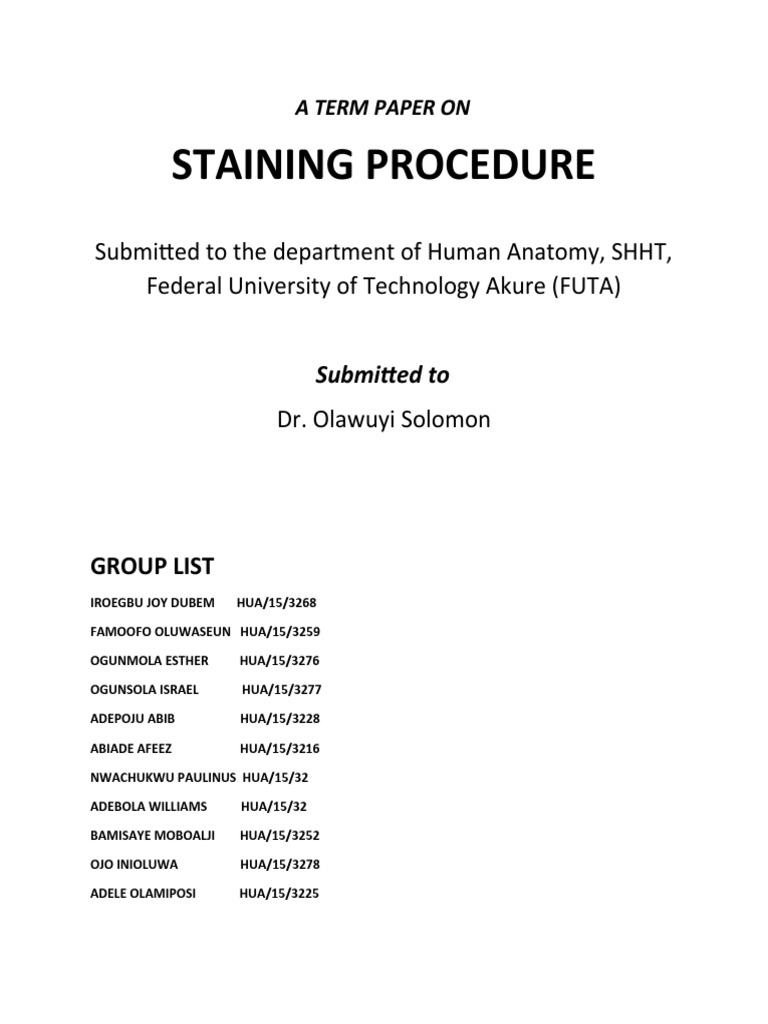 Staining Procedure Pdf Staining Chemistry