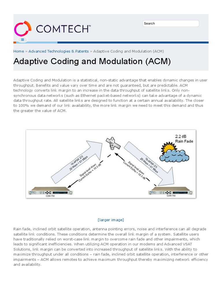 Benefits of Adaptive Coding Modulation | PDF | Communications Satellite ...
