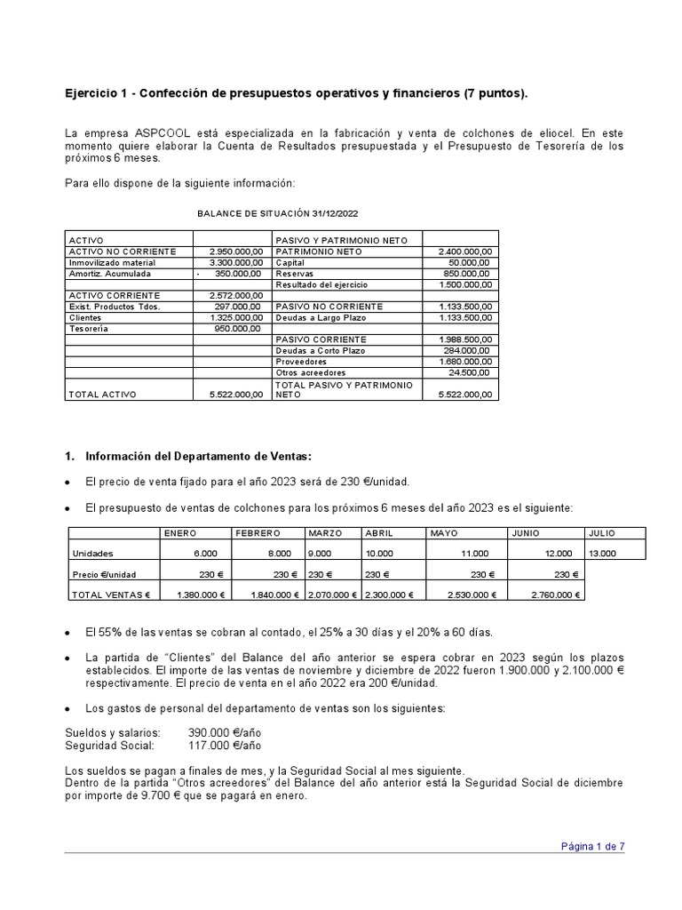 Presupuesto de Ventas y Tesorería 2023 | PDF | Presupuesto | Business