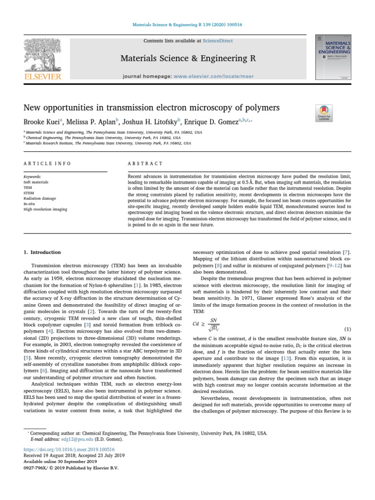 New Opportunities in Transmission Electron Microscopy of Polymers PDF
