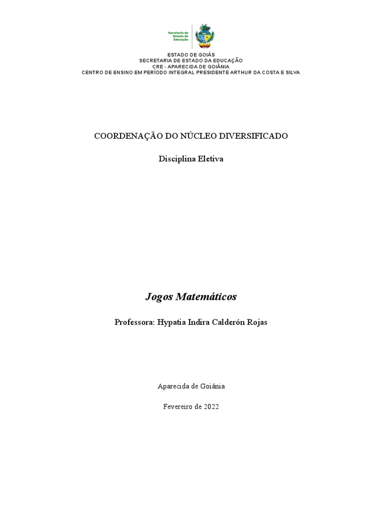 COLETÃNEA DE JOGOS EDUCATIVOS EM MATEMÁTICA, por SIRLENE CARVALHO