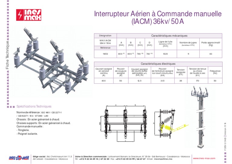 Fiche Technique Interrupteur IACM 36kV | PDF | Métrologie | Génie du ...