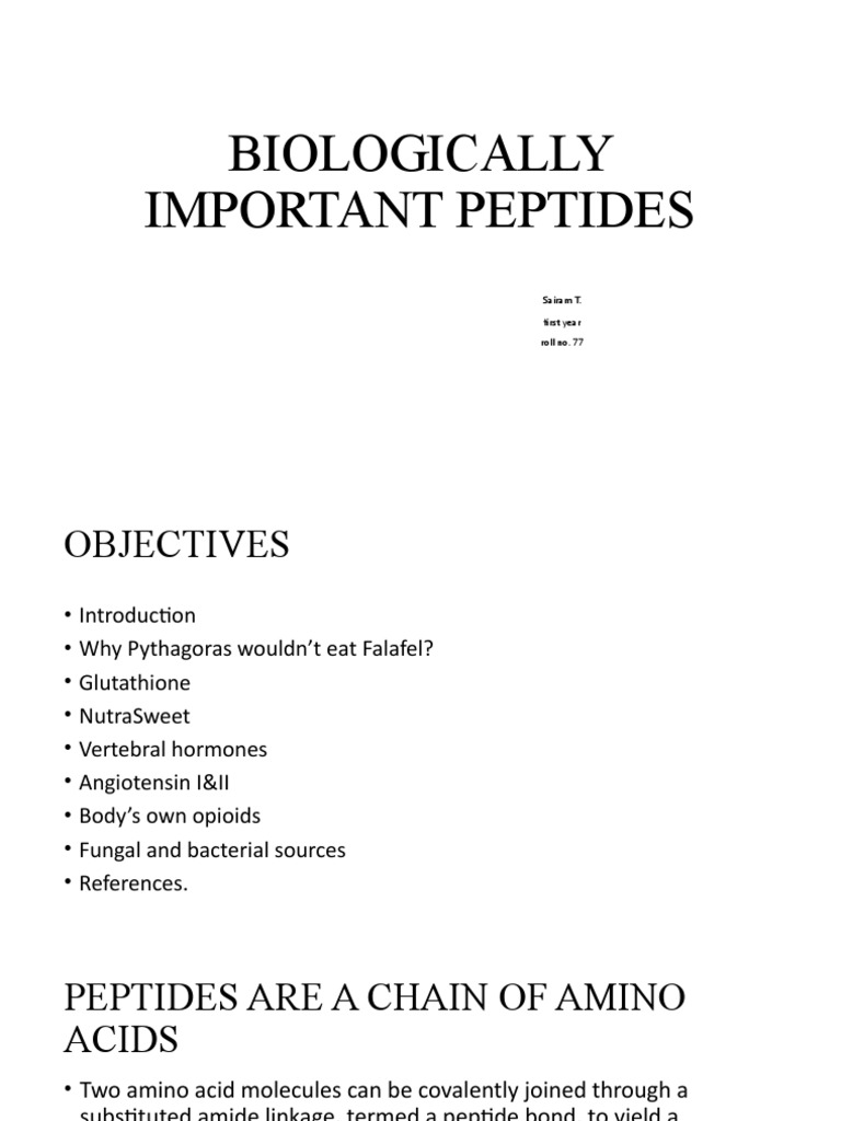 Biologically Important Peptides Explained | PDF | Peptide