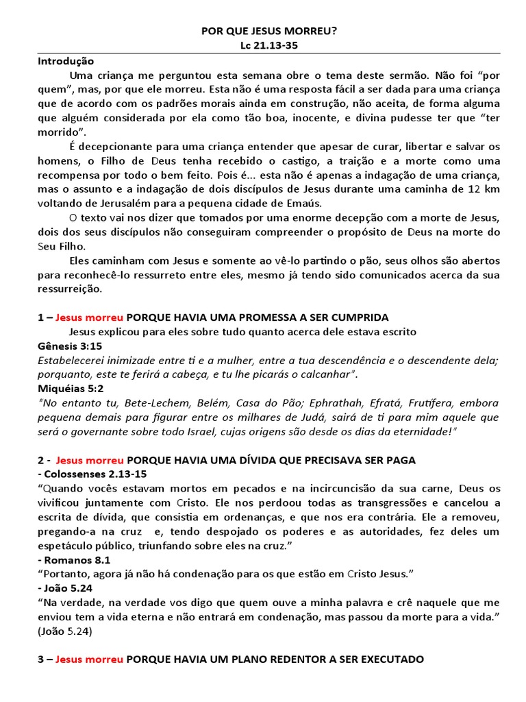 Por Que Jesus Morreu PDF Jesus Evangelho de João