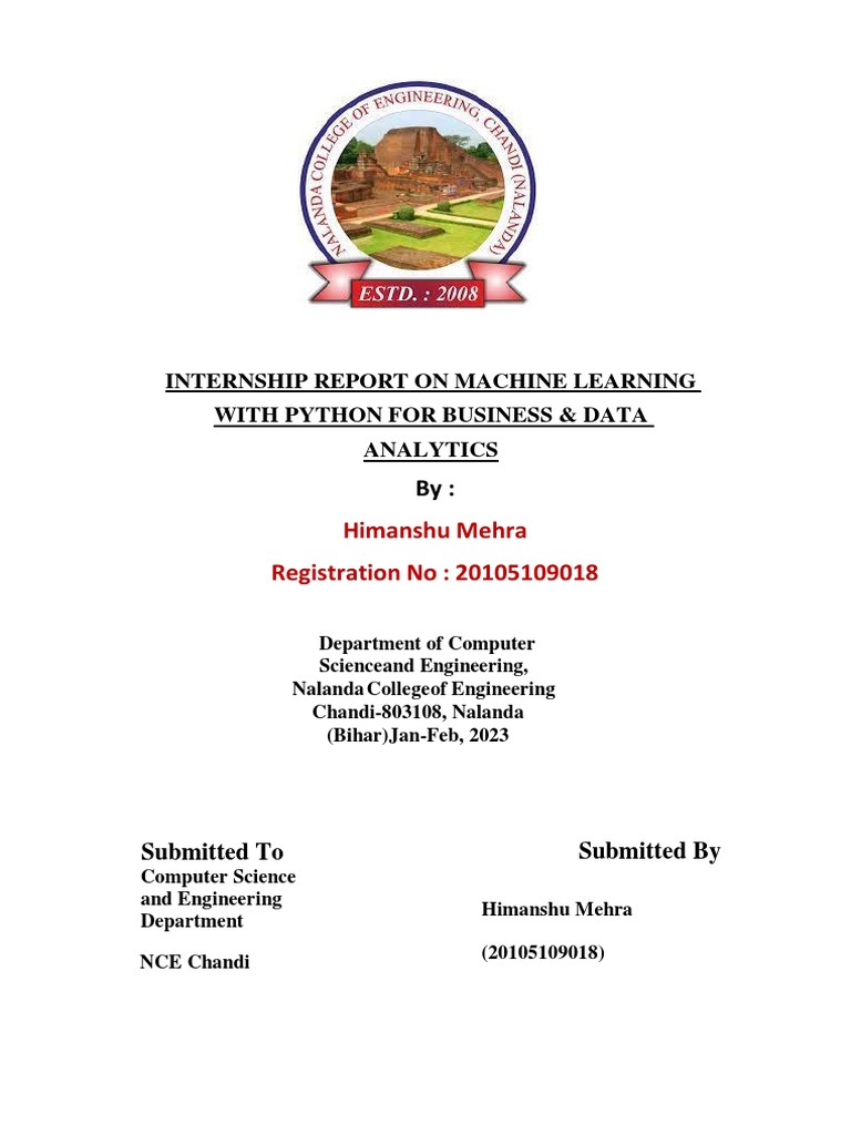 Ybi Python Final Internship Report Pdf Machine Learning Support