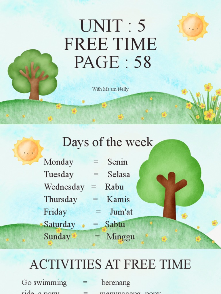 Unit 5 Free Time | PDF | Self-Improvement | Wellness