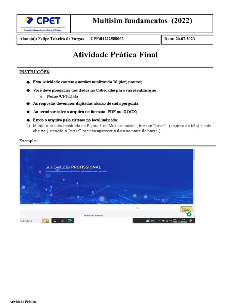 Atividade Prática Final | PDF | Métodos e Materiais de Ensino