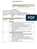 QMR 010 Food Safety Quality System Audit Form Sample
