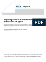 Proposta para IR de Fundo Offshore e Exclusivo Pode Ser Feita em Agosto - Impresso - Valor Econômico