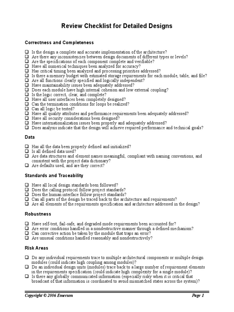 Design Review Checklist PDF Specification (Technical Standard