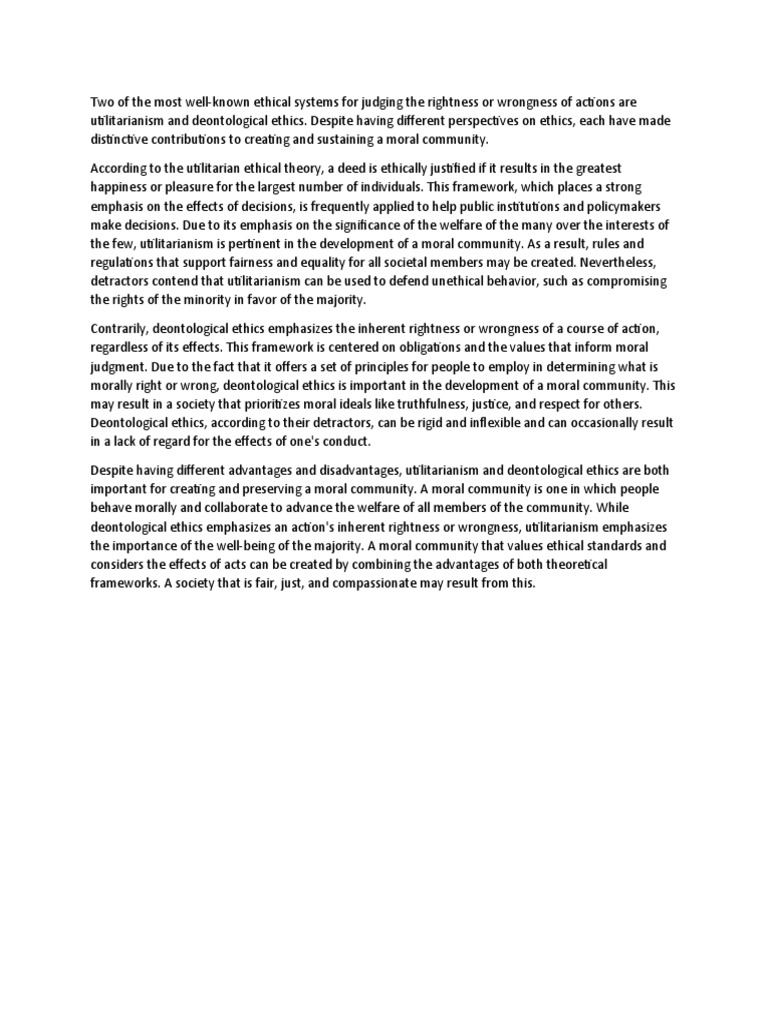 Utilitarianism and Deontological Ethics PDF