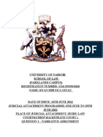 Judicial Attachment Report by Gitau Ryan Mbugua (6TH June 2022 To 29TH July2022) Registration Number (G34 - 139350 - 2020)