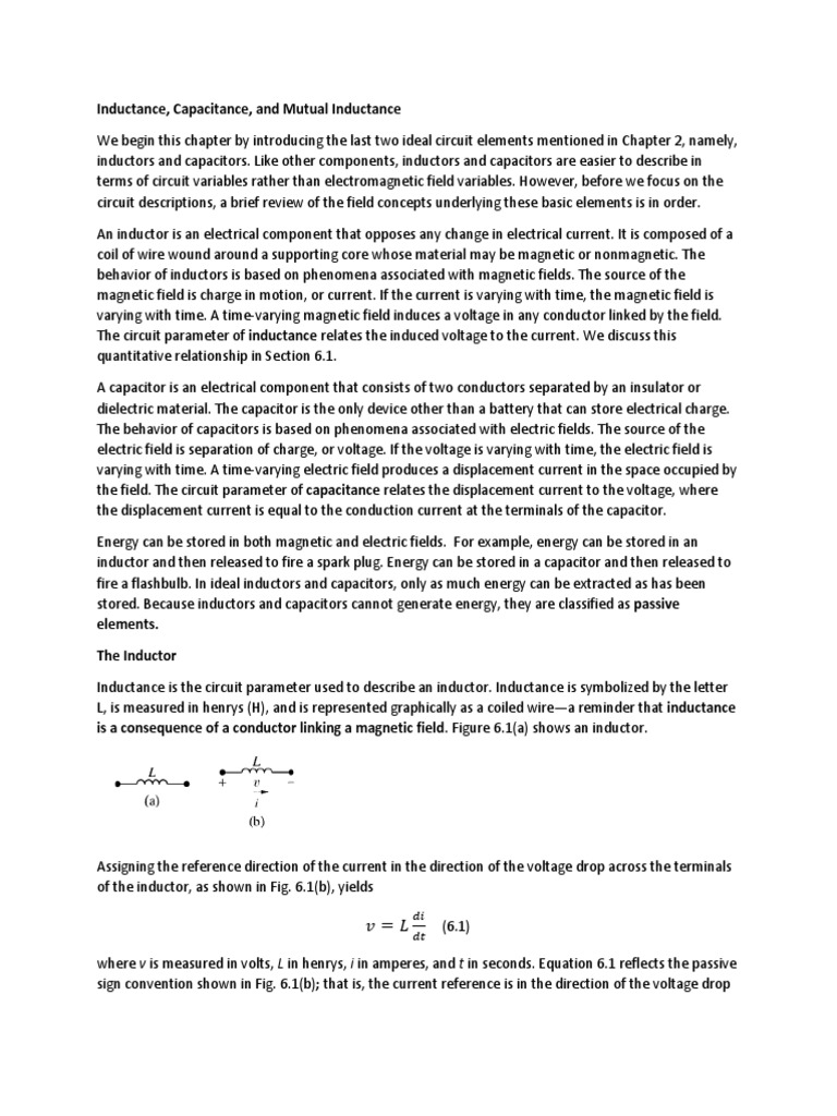 Inductance, Capacitance, and Mutual Inductance | PDF | Inductance ...
