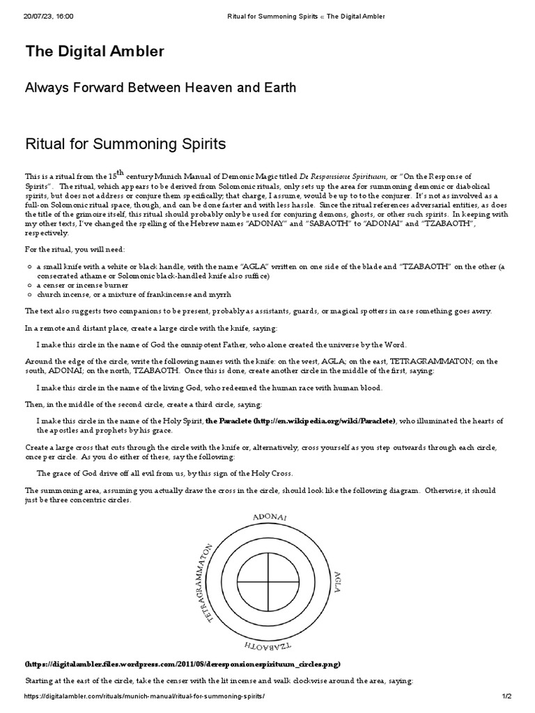 Ritual for Summoning Spirits « The Digital Ambler | PDF | Names Of God ...