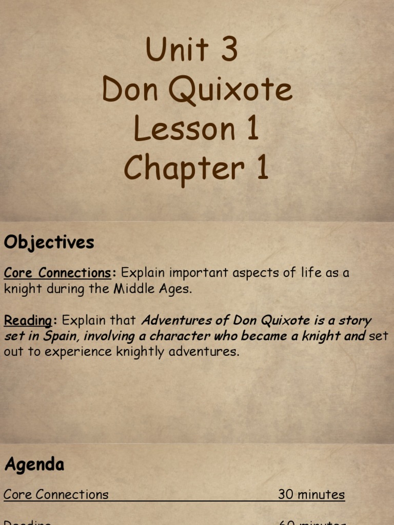 Unit 3 Don Quixote Lesson 1 PDF Don Quixote Knight