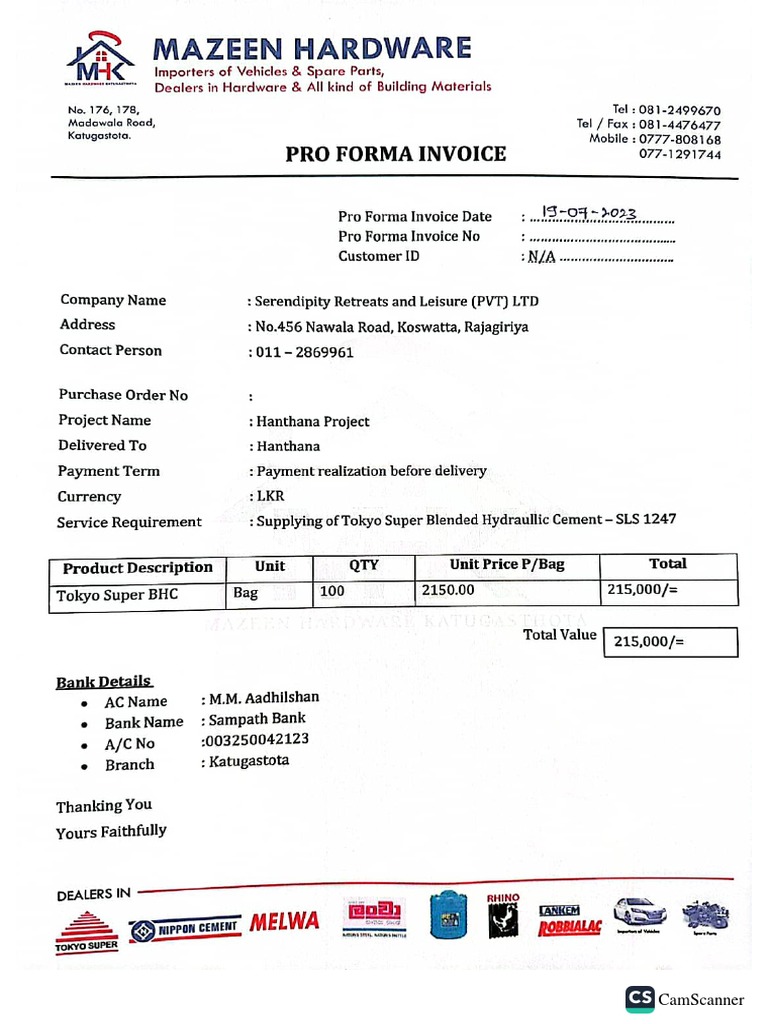 Cement Invoice PDF