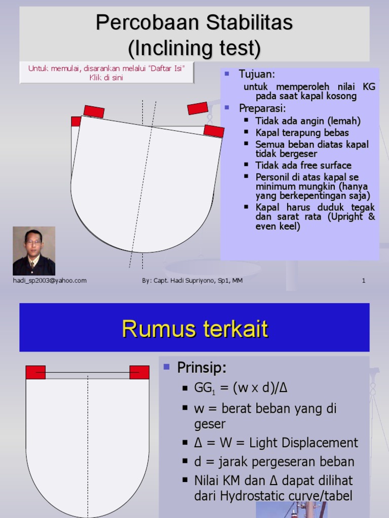 Uji Inclining dan Rumus Stabilitas Kapal | PDF