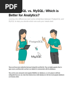 Postgresql Vs MySQL