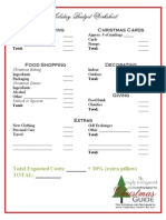 Holiday Budget Worksheet