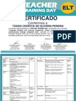 Certificado Teacher TTD Ouvinte Tássio Cedryck de Oliveira Pereira