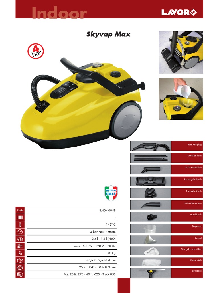 Skyvap Max Steam Pressure Cleaner Specs | PDF