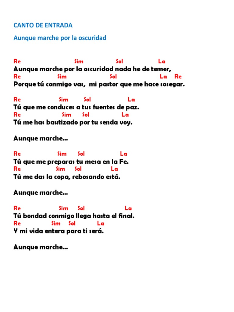 AUNQUE MARCHE Letra y Acordes PDF