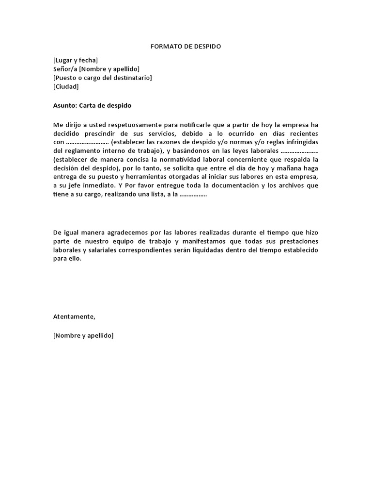 Formato de Despido y Memorandum | PDF