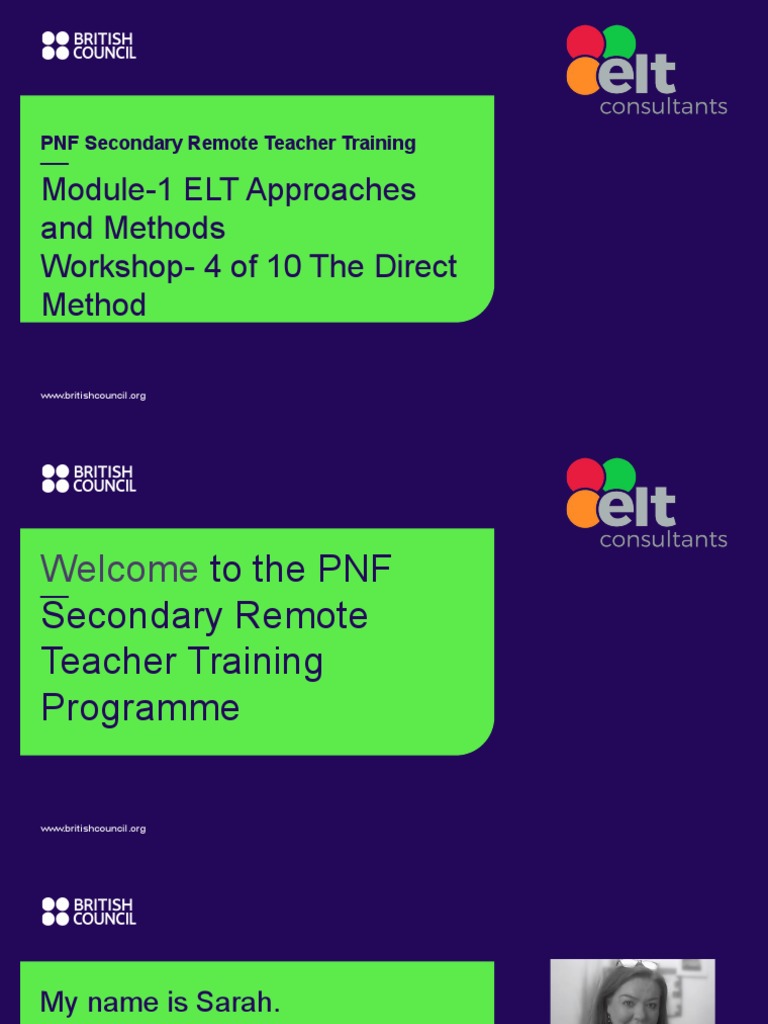 Direct Method in ELT: Workshop 4 Guide | PDF | Second Language | Learning