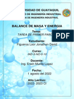 Tarea Primer Parcial - Balance de Masa y Energia - Jonathan Figueroa Loor