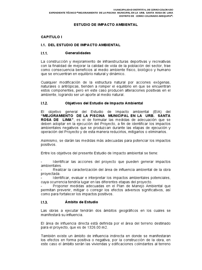 Estudio Impacto Ambiental | PDF | Evaluación de impacto ambiental ...