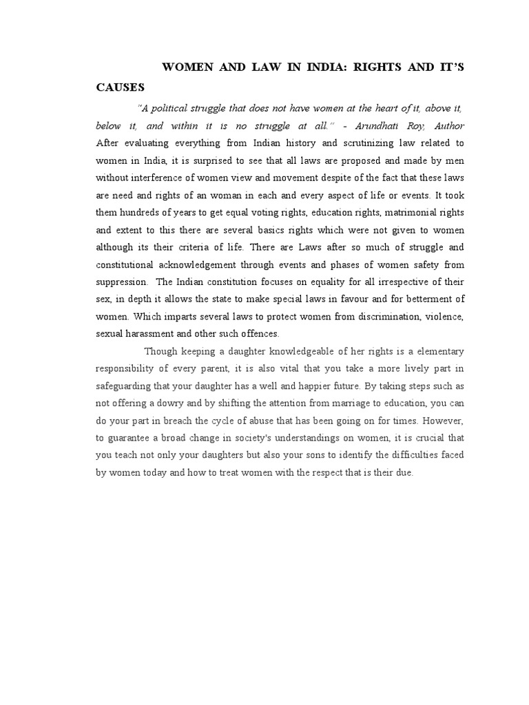 Women's Rights and Law in India | PDF