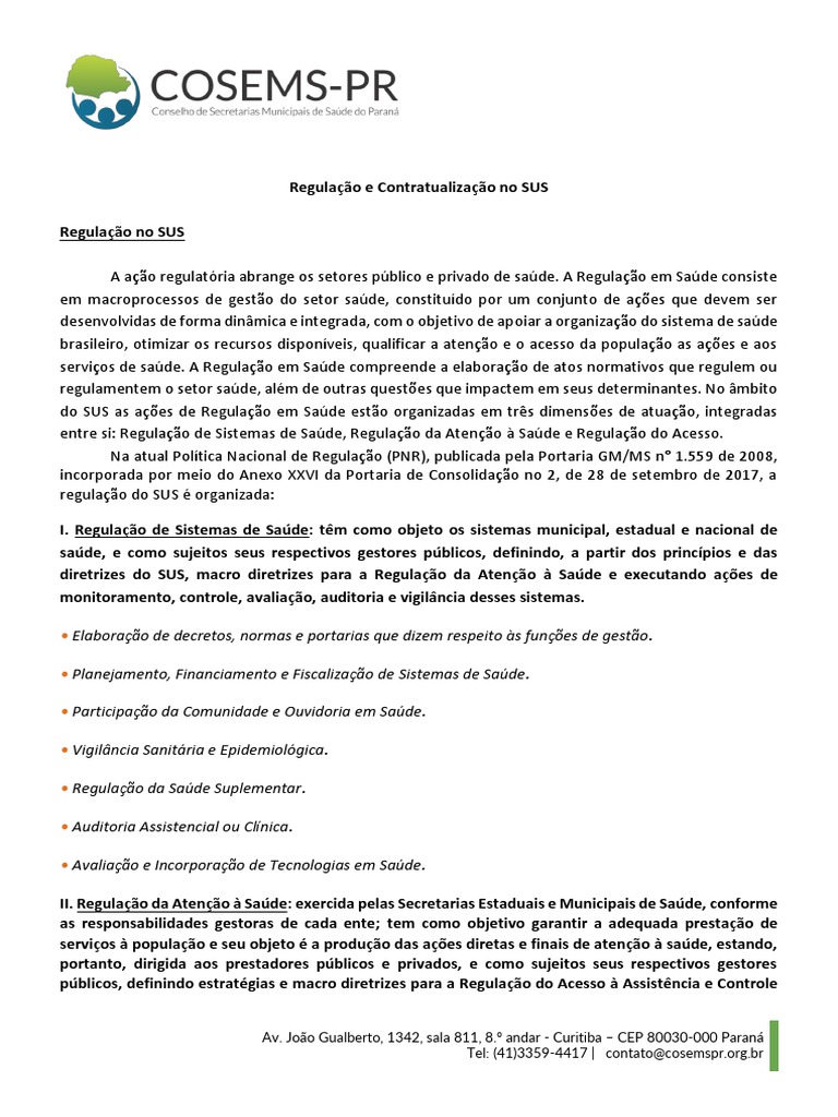 Regulacao e Contratualizacao No SUS Atualizado 2023 | PDF ...