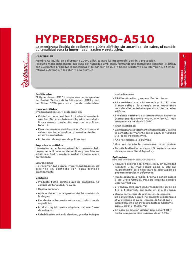 Hyperdesmo A510 | PDF | Poliuretano | Espuma