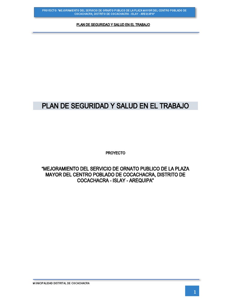 17.03 Plan de Seguridad y Salud en El Trabajo | PDF | Seguridad y salud ...