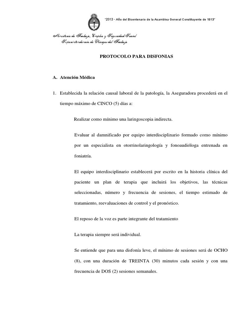 Protocolo Médico para Disfonías Laborales | PDF | Historial médico ...