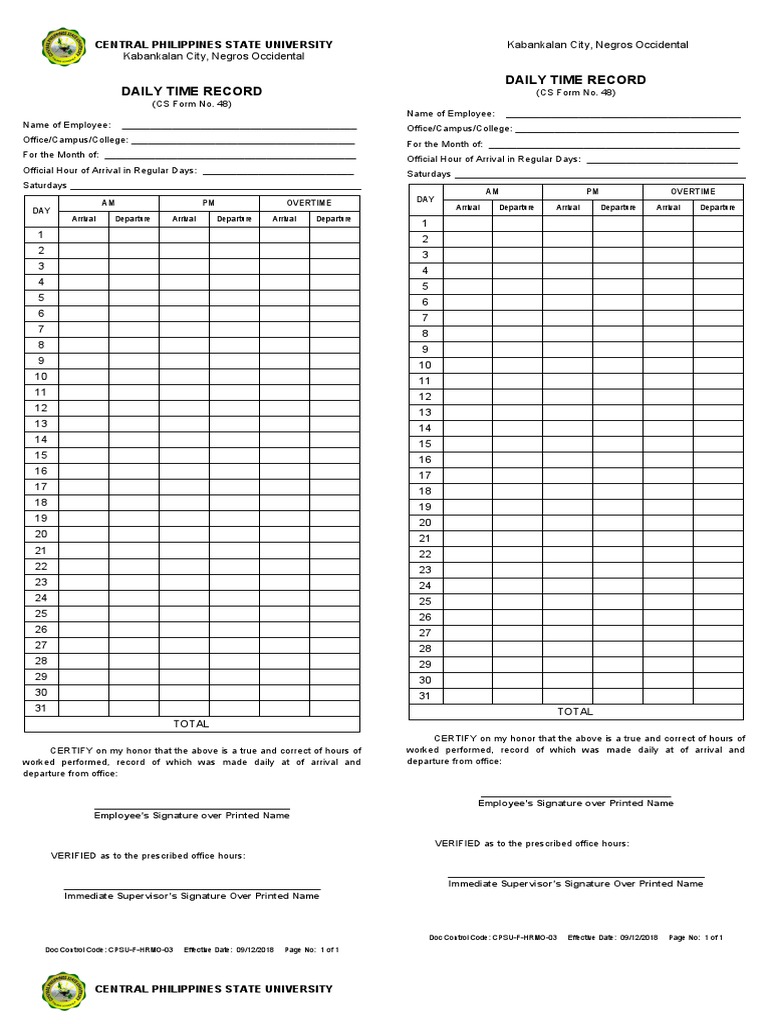 Dtr blank pdf