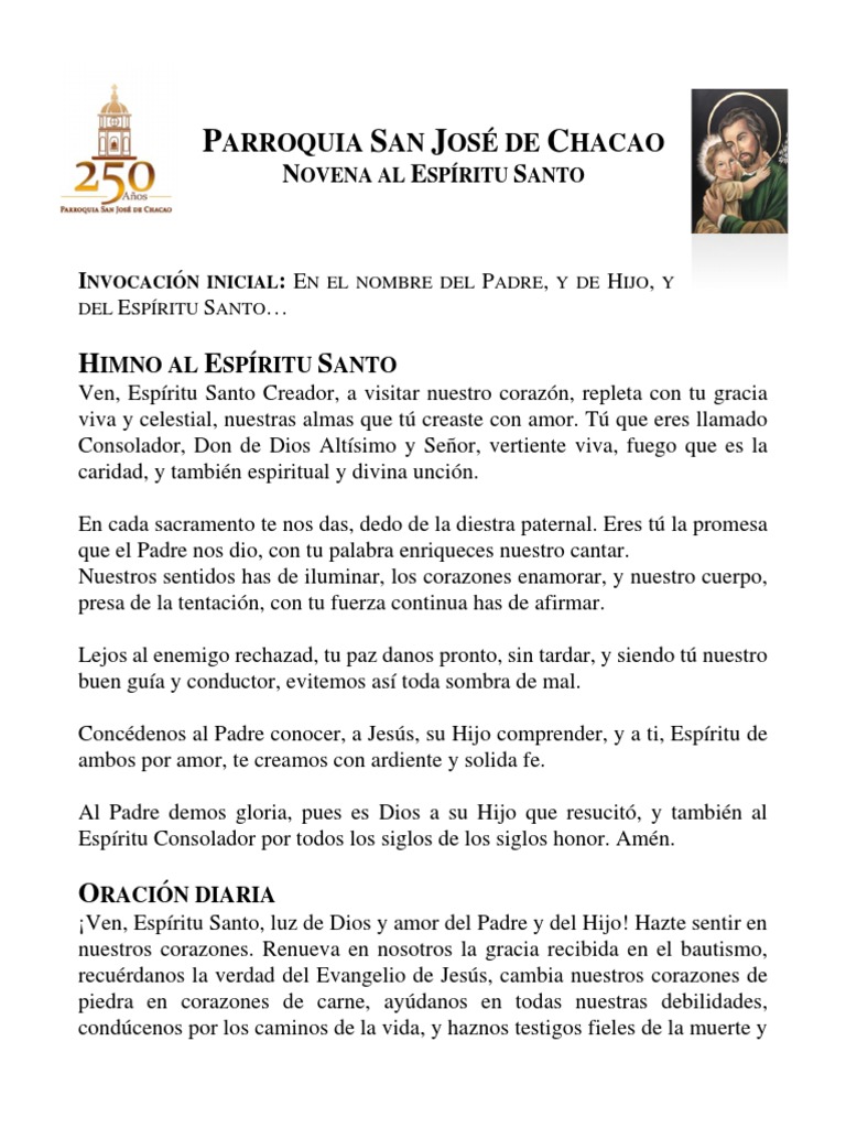 Novena al Espíritu Santo Chacao | PDF | Oración | orador del Señor