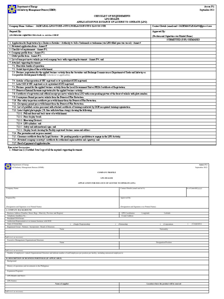 LPG Dealer License Application Checklist | PDF