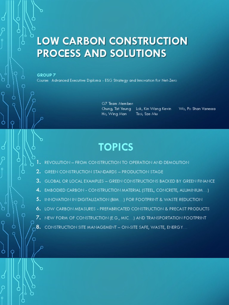 Group 7 Low Carbon Construction Process and Solutions PDF Green