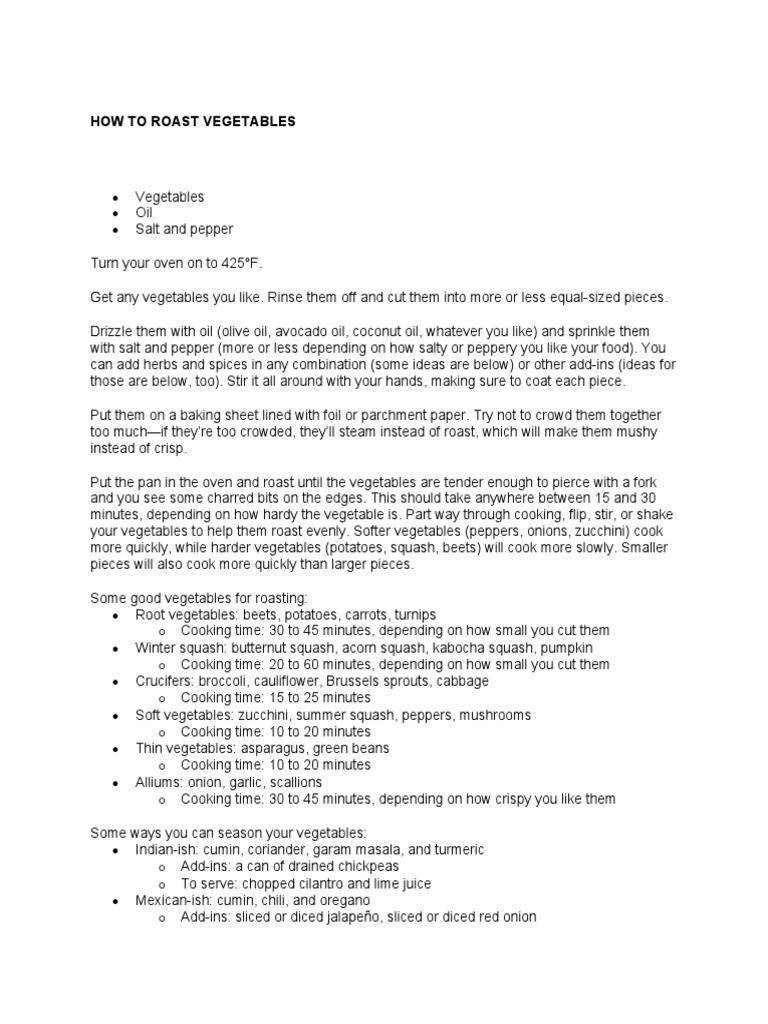 How To Roast Vegetables PDF Roasting Coriander