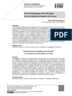 Desarrollo de La Pedagogía Como Disciplina y Su Impacto en La Educación Superior en Francia