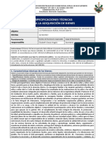 especificaciones Técnicas para La Adquisición de Bienes: Identificación Del Objeto: Fecha: Funcionario Responsable