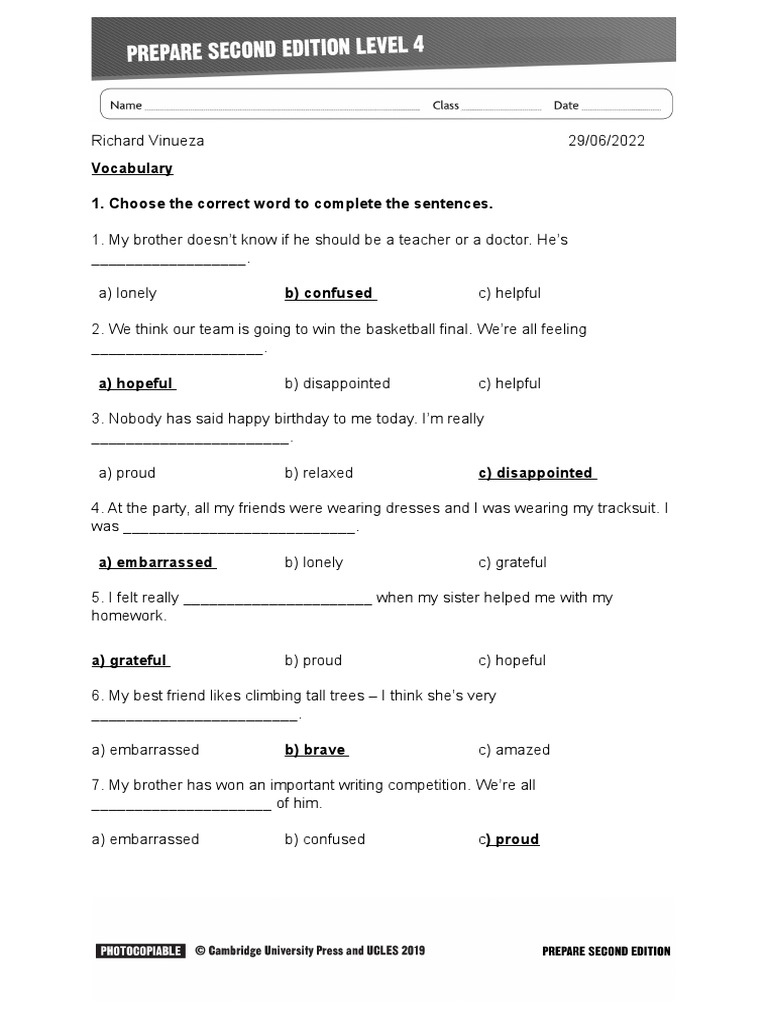B1 Unit 8 Test Overview | PDF