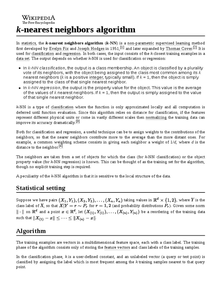 K-Nearest Neighbors Algorithm | Download Free PDF | Multivariate ...
