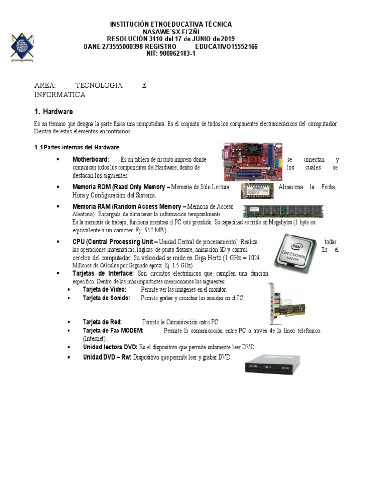 Componentes de Hardware y Software PC | PDF | Hardware de la ...